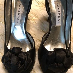 Caparros   black satin peep toe pumps Size 8